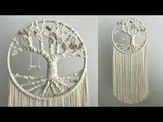 two pictures of the same wall hanging, one with a tree and another with branches