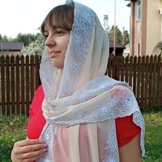 Elevate your style with this Christian Orthodox embroidered veil--a delicate, lightweight chiffon scarf that embodies both elegance and tradition. Meticulously crafted with personalized floral embroidery, this long cream scarf is perfect for women with discerning taste. Whether worn as a fashionable accessory or a versatile Orthodox head covering for church, it seamlessly integrates sophistication and spirituality into your everyday wardrobe. Wear this various ways, draped freely, wrapped around your neck or shoulders, fixed with a brooch, looped or tied on head. 📌 PECULIARITIES: ✶ Non slip. Chiffon 'Windy' holds perfectly as a headdress and does not require additional fixation! ✶ Retro-inspired scarf-making process: hand-drawn design -> precision of machine-hand embroidery -> hand delica Bohemian Scarves For Wedding And Eid, Traditional White Scarves For Spring, White Traditional Scarves For Spring, Embroidered Scarves For Eid, Bohemian Wedding Scarves With Intricate Embroidery, Bohemian Sheer Dupatta Shawl, Traditional Spring Wedding Shawl, Embroidered Scarves For Wedding And Eid, Elegant Embroidered Wedding Scarf