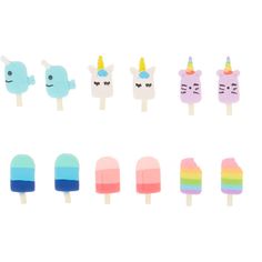 Unicorn Popsicle Stud Earrings - 6 Pack, Claires Earrings, Diamond Circle Pendant, Large Hair Bows, Unicorn Plush, Dainty Pendant, Nickel Free Earrings, White Gold Chains, Fashionable Jewelry, Circle Diamond