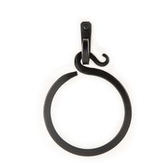 a black ring with a hook hanging from it