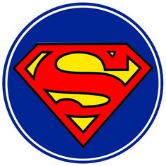 a superman logo in a blue circle with yellow and red colors on the bottom half