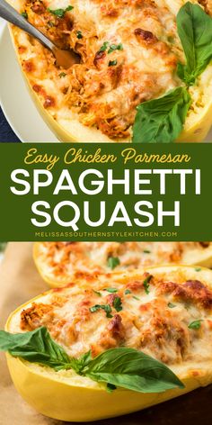 This low carb dinner idea is a game-changer! Easy Chicken Parmesan Spaghetti Squash features tender squash stuffed with shredded chicken, tomato sauce, and savory seasonings. Topped with cheese and fresh herbs, this keto dinner recipe is both healthy and delicious! Parmesan Spaghetti Squash, Melissas Southern Style Kitchen, The Best Dinner Recipes, Easy Chicken Parmesan, Quick And Easy Dinner Recipes, Best Dinner, Quick And Easy Dinner, Best Dinner Recipes, Low Carb Dinner