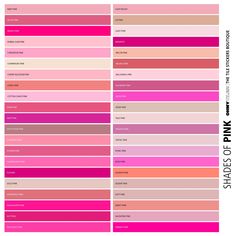 the color chart for pink is shown in two different colors, each with different shades