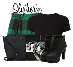 Slytherin from Harry Potter Harry Potter Outfit Ideas, Hogwarts Houses Outfits, Harry Potter Outfit, Slytherin Uniform, Slytherin Fashion, Back To Square One