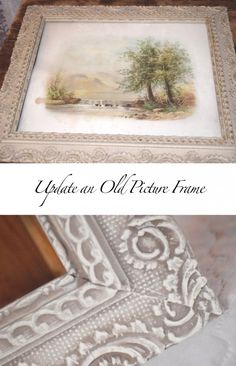 an old picture frame has been painted with white paint