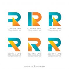 four different logos with the letter rrr on them in blue, orange and yellow