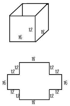 three dimensional shapes are shown in black and white, with numbers on each one side