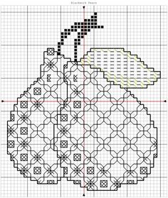 a cross - stitch pattern with an image of a pomegranate on it