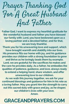 a prayer for a great husband and father