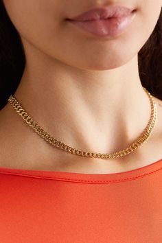 Anita Ko makes each piece by hand at her studio in Downtown LA, so no detail goes overlooked. This 'Havana' necklace is cast from 18-karat gold and polished to a high shine. The shorter length makes it ideal for layering. 22k Gold Link Chain Necklaces, Luxury Yellow Gold Necklace With Curb Chain, Yellow Gold Fine Jewelry Choker Necklace, Fine Jewelry Yellow Gold Choker Necklace, Yellow Gold Chain Necklace For Everyday Luxury, 14k Yellow Gold Choker Necklaces, Elegant Curb Chain Necklace, Yellow Gold Link Necklace For Everyday Luxury, Luxury Gold Plated Chain Necklace For Weddings