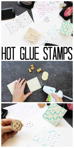 the instructions to make hot glue stamps on paper