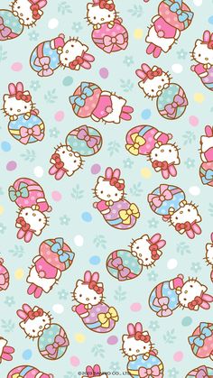 an image of hello kitty wallpaper in pastel colors