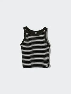 Cropped Stripe Tank top with built in bra to make endless Summer or Vacation outfits! Uniqlo Women, Crop Top Bra, Weekend Style, Ribbed Fabric