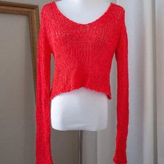 Women's Red Knitted Long Sleeve Sweater New* Never Worn. Brand: Lola Shoetique Size: Medium Length: 17.5 Inches Width: 40 Inches Sleeves: 27 Inches Casual Red Pointelle Knit Top, Red Knitted V-neck Top, Red Fine Knit Fitted Top, Casual Red Tops With Pointelle Knit, Fitted Red Knit Top For Spring, Red Fitted Fine Knit Top, Trendy Textured Knit Red Tops, Casual Red Summer Sweater, Red Long Sleeve Knit Top For Spring