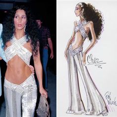 Cher Sparkly Outfit, Cher Silver Outfit, Cher Body 70s, Cher Disco Outfit, Authentic 70s Disco Fashion, Cher 80s Outfits, Disco Clothes 70s, 70s Birthday Outfit, Cher Costume 70's