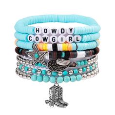 PRICES MAY VARY. Western Cowboy Heishi Bracelets Set: you will get 7 pieces surfer heishi stretch bracelets in different style. Bohemia bracelets are consist of quality vinyl disc clay beads and gold-tone beaded, No lead and nickle, lightweight and waterproof, safety to wear and easily go with your outfit Size: Dainty lucky clover stacking heishi stretch bracelets is 6.3 inch, so don't worry if it's right for you Suit for most women wrist. Cute and elegant, comfortable for wearing This Preppy He Bracelets Western, Cowgirl Bracelets, Clay Bead Bracelets, Western Bracelets, Hemp Bracelets, Turquoise Cross, Teal Yellow, Bracelets Set, Clay Bead