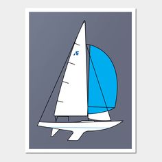 a sailboat floating on top of a body of water with the word e in it