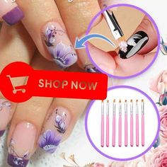 Nail Art Salon, Nail Art At Home, Nail Art Designs Videos, Art Brush, Nail Art Videos, Flower Nail, Nail Salons, Brush Pens, Flower Nail Art