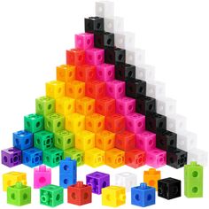 a pyramid made out of lego blocks with different colors and shapes on it's sides