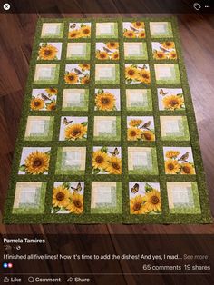 the quilt is made to look like sunflowers