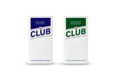 two packages of club are shown on a white background, one is blue and the other is green