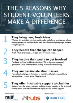 the five reasons why student volunteers make a difference info graphic by u s department of health and human services