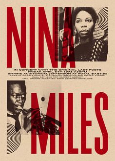 a poster with the words'nina miles'written in red and black on it