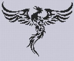 a cross stitch pattern with an image of a bird on it's back side