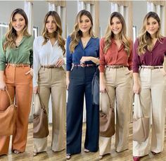 Pump Outfits, Khakis Outfit, Cute Professional Outfits, Color Blocking Outfits, Chic Pants, 70s Inspired Fashion, Professional Outfits Women, Stylish Work Outfits, Professional Outfits