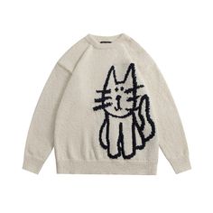 *1cm=0.4 inch *1kg=2.2 ibs White And Black Cat, Oversized Pullover Sweaters, Vintage Knitwear, Cat Sweater, Unisex Clothes, Y2k Sweater, Thick Sweaters, Cat Sweatshirt, Retro Cartoons