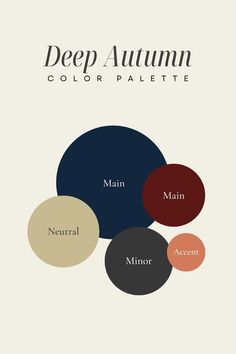 the color scheme for deep autumn is shown in three different colors, including red, blue and