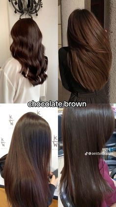 Hair Dye Chocolate Brown, Brown One Color Hair, Glossy Mocha Hair, Soft Brown Hair Asian, Brown Hair Shades For Fair Skin, Hot Chocolate Brown Hair, Chestnut Chocolate Brown Hair, Chocolate Brown Hair Korean, Chestnut Brown Hair Colors