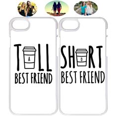 two iphone cases with the words best friend and best friend on them, one is for each