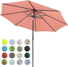 an umbrella with different colors and shapes on the outside, including one for the inside