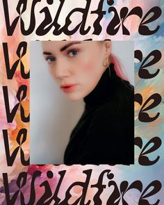 a woman with pink hair and blue eyes is featured in the cover of a magazine