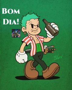 an image of a cartoon character with a bottle in his hand and the words bomb dia on it