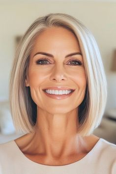 Longer Bob Hairstyles For Fine Hair, Bob For 50 Year Old, Medium Bob For Fine Hair, Ladies Bob Haircut, Blond Bob Haircut, Trending Bobs 2024, Hairstyles For Long Bob, Hairstyles Bob Medium, Blonde Bob Fine Hair