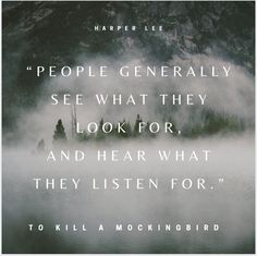 a quote from to kill a mockingbird about people generally see what they look for, and hear what they listen