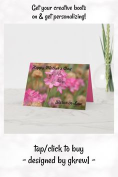 a greeting card with pink flowers and the words happy mother's day