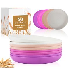 PRICES MAY VARY. [Wheat Straw Material] BUSOKIP colorful wheat straw plates are made of wheat straw fiber and PP material, offering a safe, protective option. Compared to traditional plates, our deep plates are safer, more sturdy, and won't have an odor after a long time of use. [Rose Series Reusable Plates] Reusable kids plates come in 4 colors: white, nordic pink, barbie pink and purple. The combination of the four different colors bring the beauty of a sea of flowers right to your dinner tabl Plates For Kitchen, Colorful Plates, Microwave Plate, Kitchen Plate, Kids Plates, Deep Plate, Colorful Roses, Wheat Straw, Large Plates