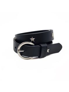 The Calisto Star Belt in Black is a stylish and versatile accessory that will elevate any outfit. Made from high-quality leather, this belt is durable and long-lasting. The black color adds a touch of sophistication, making it suitable for both casual and formal occasions. The belt features star-shaped studs that add a unique and edgy touch to the design.  Pair this belt with your favorite jeans for a chic and effortless look.  Also available in tan. Wipe clean Star Belt, Work Wife, Black Star, Independent Designers Fashion, Gold Stars, Star Shape, Black Belt, High Quality Leather, Favorite Jeans