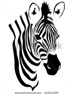 a zebra's head with black and white lines on the body, it looks like he