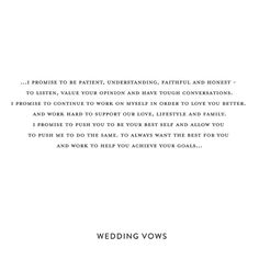 the wedding vows are written in black and white