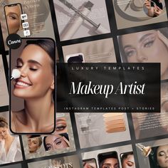 a collage of photos with the words luxury templates makeup artist