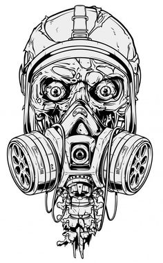 a drawing of a gas mask with goggles