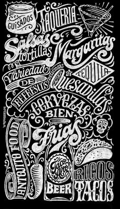 a black and white poster with different types of lettering on it, including the words