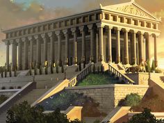 an artist's rendering of the acrobatic temple on top of a hill