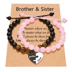 PRICES MAY VARY. 【Brother and Sister Bracelet】--The affection between brother and sister is unbreakable and unique. Give these bracelets to your siblings to celebrate the unbreakable bond and tell her/him: "wherever life takes us, we will always have a piece of each other's heart! I will love you always and forever". 【Brother and Sister Gifts】-- A perfect gift for brother&sister on Birthday, Christmas, Graduation, Anniversary, Thanksgiving Day, Valentine's Day or any occasion. 【Materials】--This Brother Sister Bracelet, Evil Eye Bracelet Diy, Gifts For Brother From Sister, Elastic Heart, Half Heart, I Will Love You, Christmas Gifts For Sister, Sister Bracelet, Sister Christmas