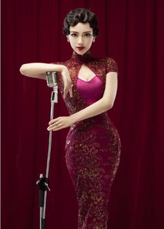 Chinese qipao cheongsam dress could also appear in the modern place showing the modern style Old Shanghai, Jazz Singer, Chinese Qipao, Chinese Vintage, Qipao Cheongsam, China Dress, Cheongsam Dress, Portrait Ideas, Clothing Inspiration