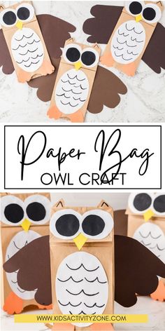 paper bag owl craft for kids to make and use with their own handmade items